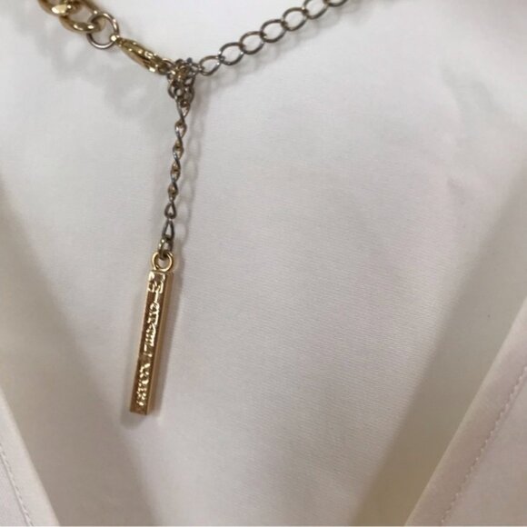 Michael Kors 100% Silk Top Gold Chain Necklace Asymmetrical Sleeveless Drapey M - Picture 4 of 15